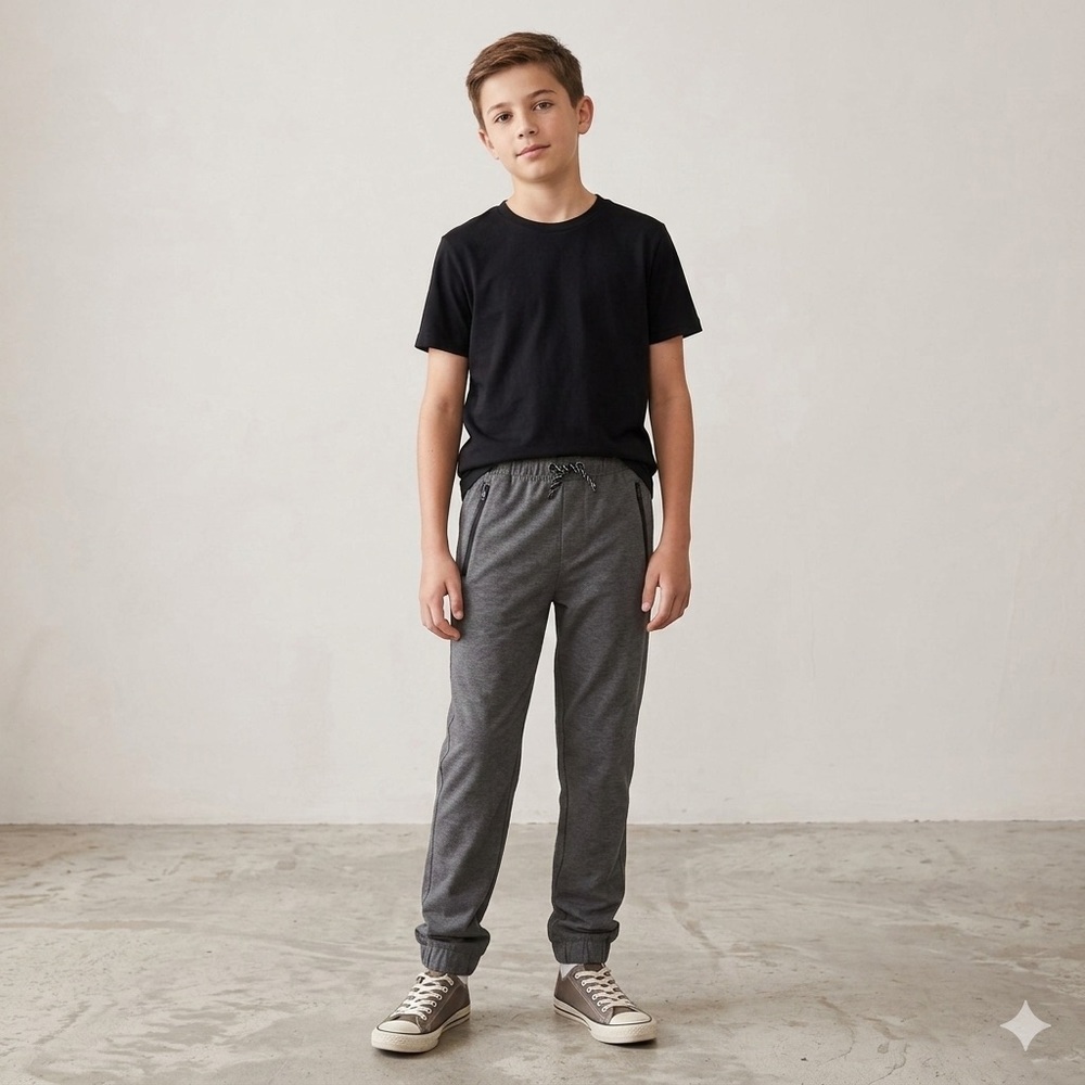Old Navy Gray Black Elastic Waist Activewear Spring Summer Pants Boy XL 14/16